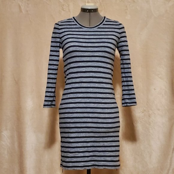 J. Crew Striped Side-Zip 3/4 Sleeve Dress - Picture 2 of 10